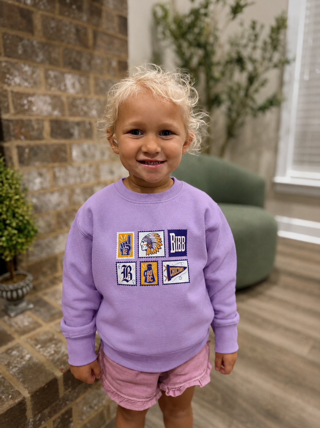 Little Girls Bibb Sweatshirt - LAVENDER