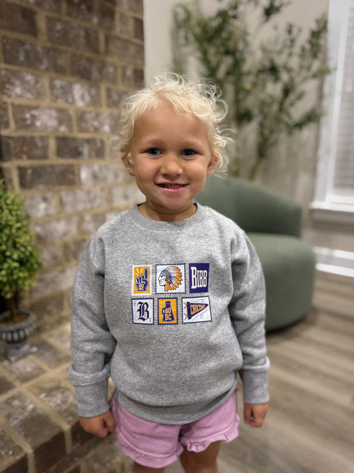Little Girls Bibb Sweatshirt - GREY